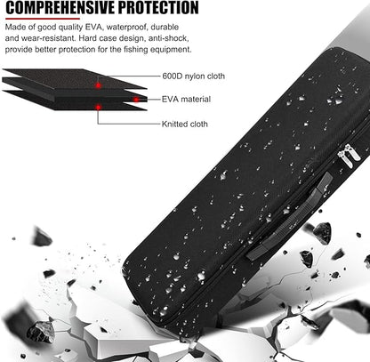 EVTSCAN Portable Waterproof Hard EVA Case for Fishing Tackle Storage, 21 inch Fishing Rod Reel Organizer Bag Travel Carry Case Bag, with Foam Interior Shockproof