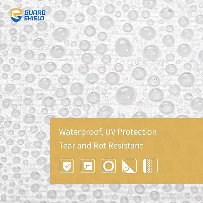 GUARD SHIELD Heavy Duty Tarp 12x24 Feet White Multi Purpose Thick Waterproof Poly Tarp Cover 10mil