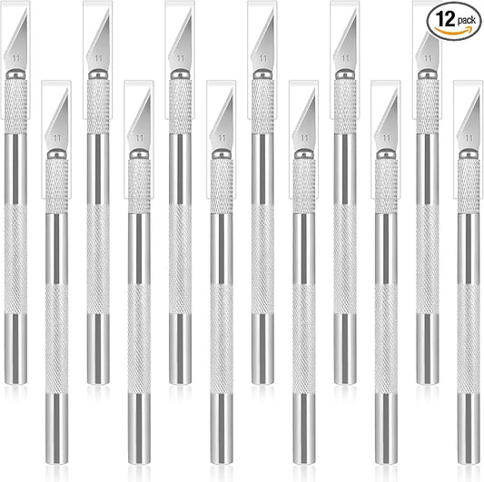 12 Pack Exacto Knife Set, Metal Craft Knives Kit, Hobby Knife Set, Blade Precision Knifes for DIY Crafts, Arts, Trimming, Cutting, Carving