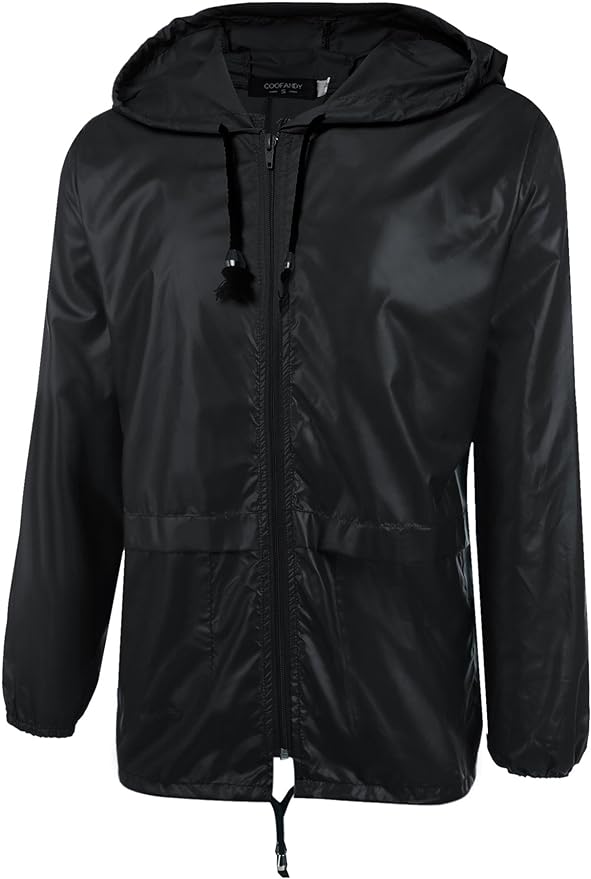 COOFANDY Mens Packable Rain Jacket Lightweight Waterproof Raincoat with Hood Outdoor Rain Gear Travel Hiking Cycling