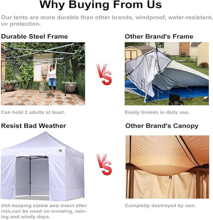 ABCCANOPY Heavy Duty Easy Pop up Canopy Tent with Sidewalls 10x15, Red