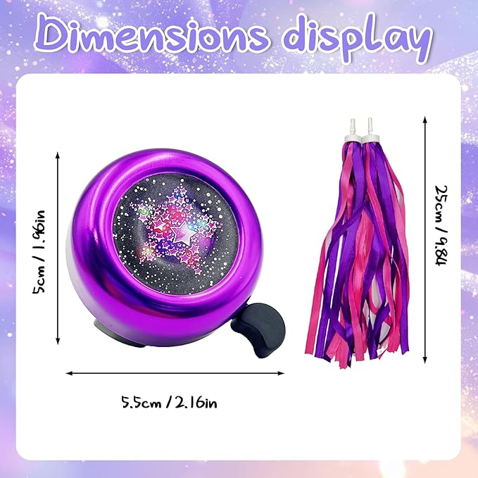 Bike Bell for Kids, Give Away Bicycle Streamers, Aluminum Alloy Bike Horn, Cute Bike Accessories, Adjustable Ring, Clear Ringtone, Girls Bicycle Accessories