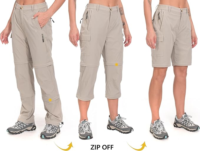 Little Donkey Andy Women's Stretch Convertible Pants, Zip Off Quick Dry Hiking Pants