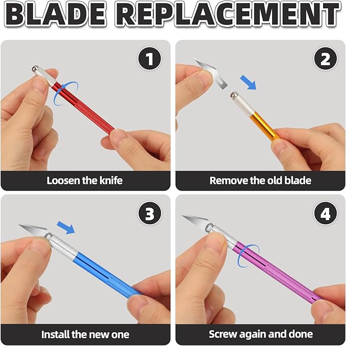 55 Pack Exacto Knife, Hobby Knife Set with 5 Craft Knives and 50 Precision Knife Blades(#11) for Art,Scrapbooking,Carving, DIY, Cutting, Stenciling by EGYPAMID