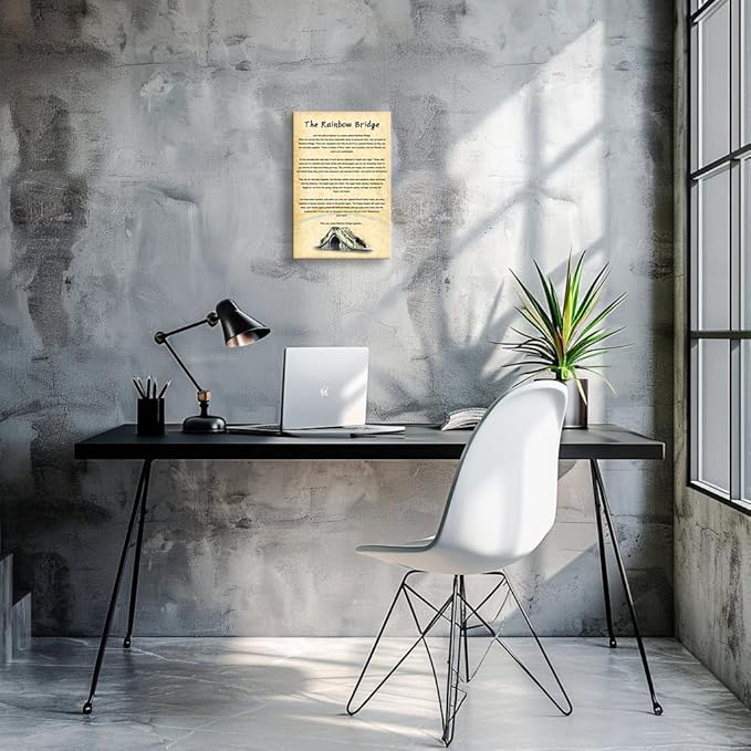 Wallpicss The Rainbow Bridge Poem Wall Art Framed Positive Quotes Poster Retro Poetry Canvas Painting Pictures Prints for Bedroom Decor 12x18 inches