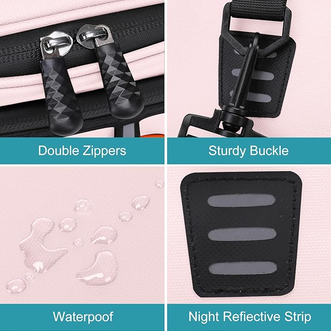 MOSISO Bike Rack Bag with 2 Removable Panniers, Waterproof Bike Trunk Cooler Storage Handbag Insulated Bicycle Rear Seat Pouch, Bicycle Storage Saddle Shoulder Bag Cycling Luggage Pouch, Pink