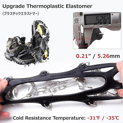 Azarxis Walk Traction Ice Snow Cleat Treads Grips Grippers Crampons Creepers with 19 Spikes for Shoes Boots Men Women Walking Climbing Hiking Fishing Heavy Duty Anti Slip Stainless Steel