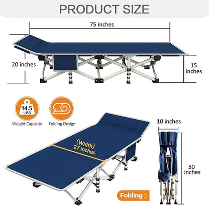 2 Pack Camping Cot with Mattress Comfortable Sleeping Cot Camping Cots for Adults 2 Person Folding Cot Heavy Duty Cots for Sleeping with Carry Bag Outdoor Indoor Home Vacation