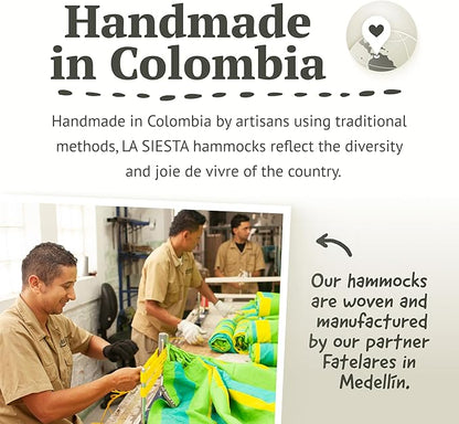 La Siesta® Flora Classic Organic Cotton Hammock - Indoor Outdoor Hammock, Patio Bed Tree Portable Hammock, 2 Person Double Hammock - King, Flower