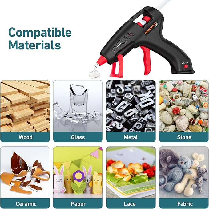 Cordless Hot Glue Gun, 20W Hot Glue Gun with 30PCS Premium Glue Sticks & 1m USB-C Cable, 2000mAh Built-in Battery Suitable for School Craft, Home Repair, DIY (Black-2000mAh)