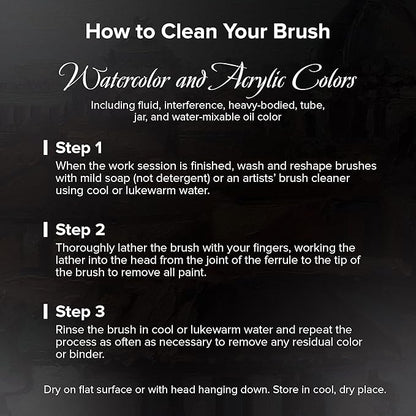 Silver Brush Limited WC-3206S Black Velvet Round Watercolor Brushes, Set of 3 Brushes, Golden Natural Round Size 8, Black Velvet Oval Wash and Dagger Striper Size 3/8 and Size 1/4