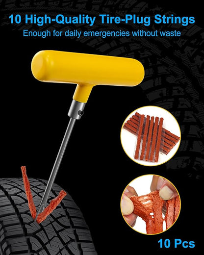 Tire Repair Kit with Plugs, Tire Plug Kit Heavy Duty Professional for Car, ATV, Motorcycle, Truck, Flat Tire Emergency Repair(Zipper Bag Type-33 PCs)