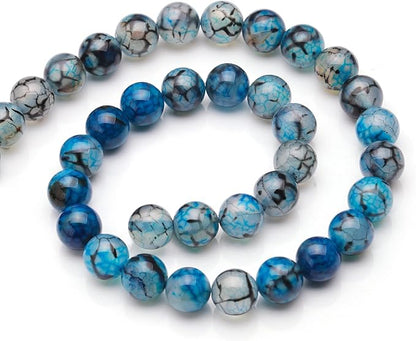 Youngbling Natural Gemstone Beads for Jewelry Making,6mm Dragon Vein Agate Polished Round Smooth Stone Beads for Bracelet Necklace 15 Inch