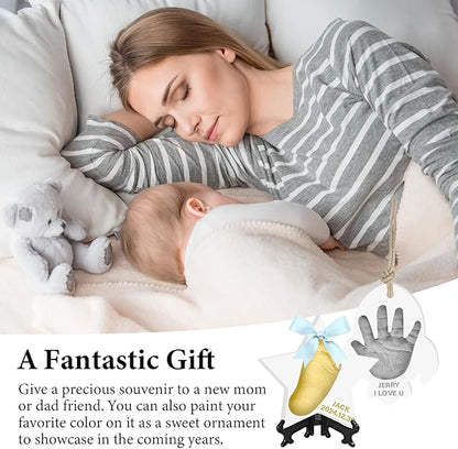 Baby Hand & Footprint Keepsake Kit - Personalized Handprint Footprint Ornament for Newborn Babies, New Mom Gifts, Baby Shower & Registry, Nursery Picture Frame, Pet Paw Print Ornament