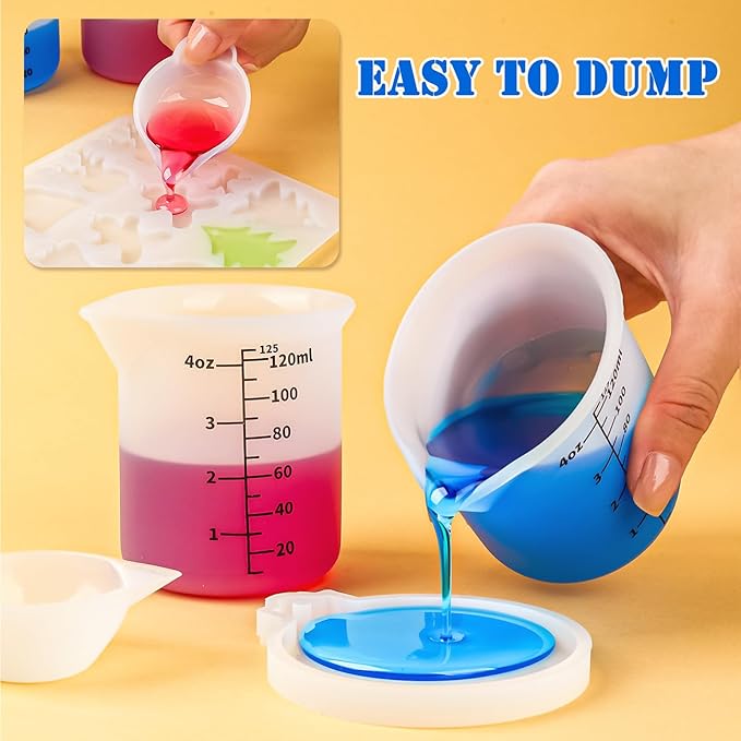 Silicone Measuring Cups 4.4oz/125ml Accurate Scale & 1.4oz/40ml Mini Mixing Bowls Dispenser 5Pcs Epoxy Mixing Cup Resin Pouring Cups DIY Resin Art Craft Supplies Resin Accessories