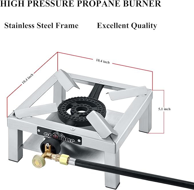 Propane Burner Angle Iron Camp Stove with CSA Listed Regulator and 4ft Hose (SS1200)