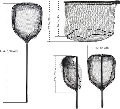 BLISSWILL Large Fishing Net with Handle Collapsible Fish Landing with Extendable Handle Knotless Nylon Fishing Safe Fish Net Durable Telescopic Dip Foldable