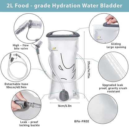 N NEVO RHINO Hydration Bladder 2L-3L,Water Reservoir for Hiking Backpack Leak Proof Water Storage Bladder,BPA-Free Water Pouch Hydration Pack for Camping Cycling Running