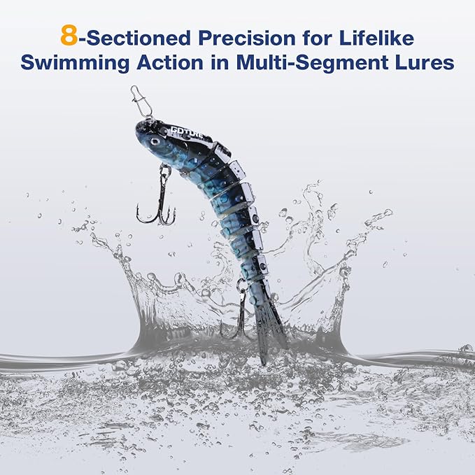 Goture Bass Fishing Lures, Lifelike Jointed Swimbait for Bass Trout Walleye Crappie Pike, Slow Sinking Segment Swimming Bait Fishing Lures for Freshwater and Saltwater, Gifts for Men