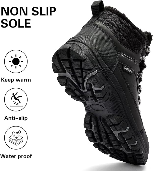 Lamincoa Mens Snow Boots Water Resistant Hiking Boots for Men Non-slip Winter Outdoor Warm Comfort Camping Backpacking Shoe