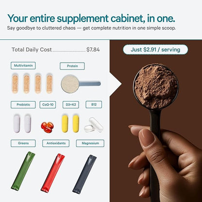 LyfeFuel All-in-One Essentials Nutrition Shake | Complete Meal Replacement Powder | 50+ Superfood Blend, 18g Plant-Based Protein - Chocolate, 24 Servings - 3 Pack