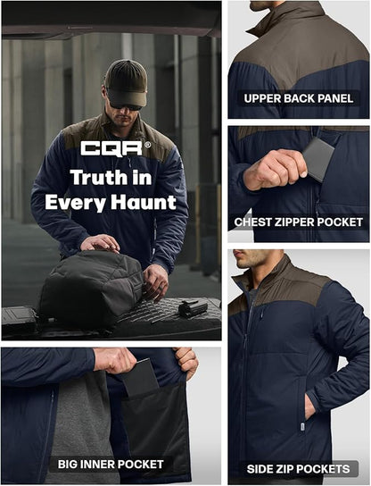 CQR Men's Lightweight Insulated Jacket, Windproof Packable Water Resistant Warm Active Coat for Hiking Work Outdoor Tactical