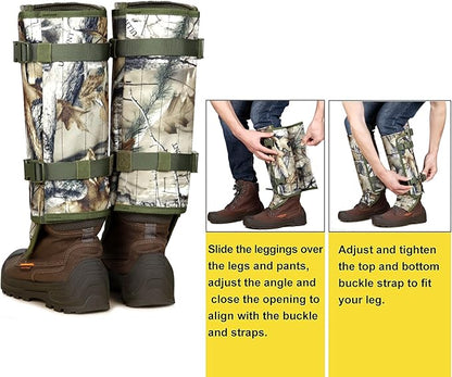 QOGIR Snake Gaiters 3 Pack: Durable Snake Guards for Hunting, Snake Gaiter Leggings for Men & Women, Snake Bite Protection for Lower Legs, Snake Proof Gaiters