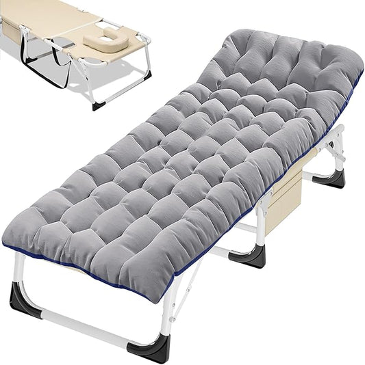 ABORON Folding Camping Cot for Adults, Double Layer 1200D, 500lb Capacity, Heavy Duty Guest Cot with Mat & Carrying Bag for Indoor & Outdoor Use