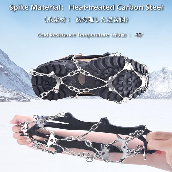 TRIWONDER Crampons for Boots Shoes Traction Ice Cleats Snow Grips Anti Slip Stainless Steel Micro Spikes for Hiking Fishing Walking Climbing Jogging Mountaineering