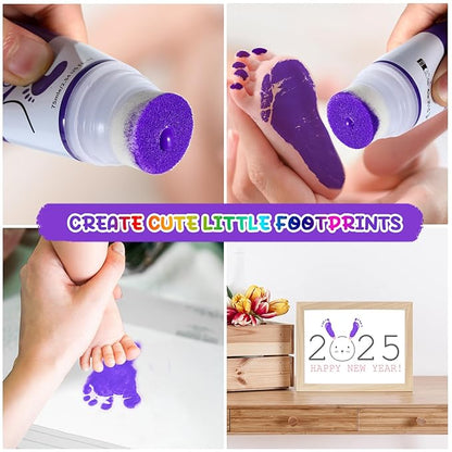75ml Purple Baby Hand and Footprint Ink Kit, Baby Handprint Footprint Paint for Newborn Keepsake, Dog Cat Paw Print Kit, Washable, Non Toxic Acid-Free, Safe Gentle for Ideal New Mom Gifts