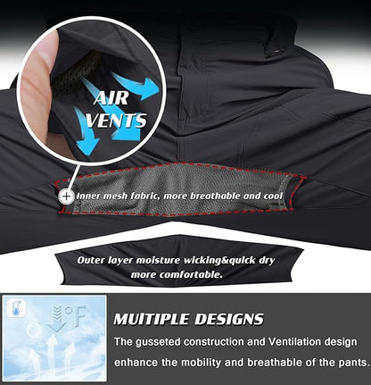 Mens Lightweight Cargo Hiking Patns Outdoor Quick Dry Work Tactical Pants with 6 Pockets Water Resistant Fishing Travel Pants