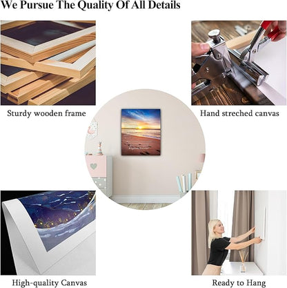 Footprints in the Sand Canvas Prints Wall Art, Footprints in the Sand Wall Art Decor, Inspirational Christian Poem Wall Poster Gift, Beach Picture Wall Art for Living Room Beach Office 18"Wx24"HInches