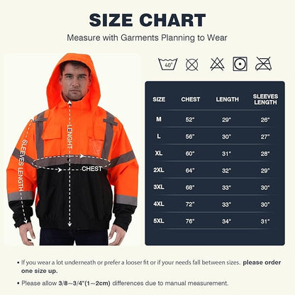SKSAFETY Hi Vis Reflective Rain suits for Men Waterproof - High Vis Safety Rain Jacket, High Visibility Raincoat for Men
