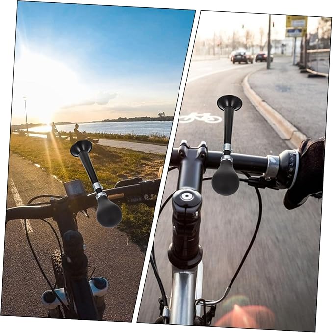 STOBAZA Portable Loud Bike Horn for Adults Electroplated Construction Safety Warning Sound for Mountain Road Folding Bicycles Black Red