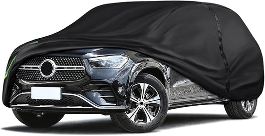 16-Layer 600D Heavy Duty Universal Full Car Cover for Outdoor & Indoor Use - All Weather Sun UV Rain Snow Dust Proof, Waterproof Scratch Resistant, Fits SUVs Body Length 201"-211"/16.7-17.5 ft