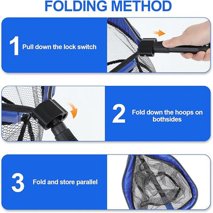 Floating Fishing Net, Foldable for Easy Storage, Retractable, Ideal for Bass, Trout, Kayak & Boat Fishing, Easy Catch & Release