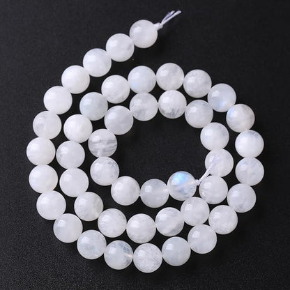 120PCS 6MM Natural Stone White Moonstone Gemstone Semi Precious Beads for Jewelry Making DIY Bracelet