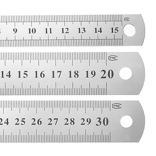 HARFINGTON 6 Pcs Steel Ruler 6"/8"/12" Machinist Metal Ruler Carbon Steel Metric Straight Edge Measuring Tools 0.3mm Thick for Engineering Architect Drawing Home Office
