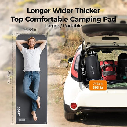 OGERY Self Inflating Sleeping Pad with Electric Pump, 3.15" Ultra-Thick Memory Foam Camping Pad, 4 Season Camping Mattress Pad with Built-in Pillow, Camping Essentials Gear for Tent Travel Car