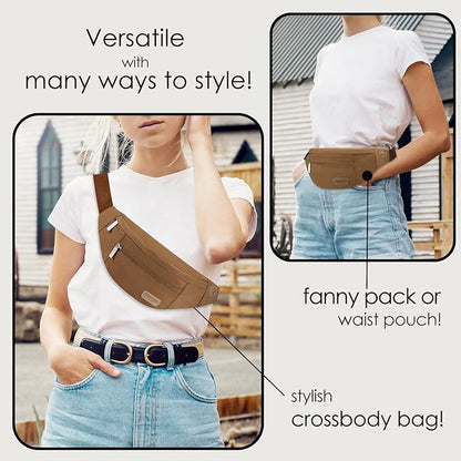 MAXTOP Large Crossbody Fanny Pack with 4-Zipper Pockets,Gifts for Enjoy Sports Festival Workout Traveling Running Casual Hands-Free Wallets Waist Pack Phone Bag Carrying All Phones