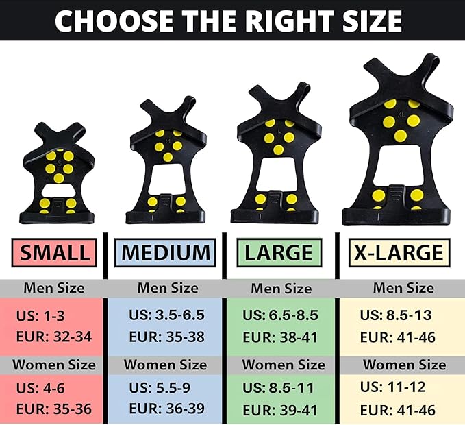 Limm Ice Snow Traction Cleats - Lightweight Crampon Cleats for Walking on Snow & Ice - Anti Slip Grippers Fasten Quickly & Easily Over Footwear - Protable Grips for Shoes and Boots