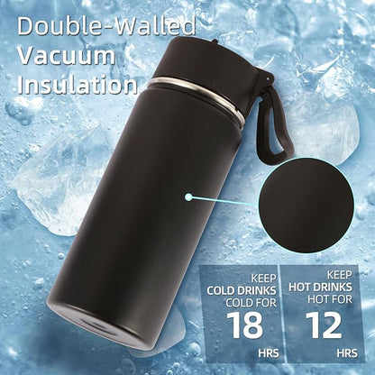 Volhoply 16 OZ Kids Water Bottle Bulk 2 Pack,Insulated Sports Bottles with Straw Lid,Stainless Steel Bottle with Handle Keep Cold & Hot,Double Wall Vacuum Tumbler Cups for School,Girls(Mix, 2)