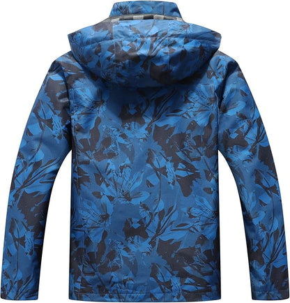 OTU Men's Lightweight Waterproof Hooded Rain Jacket Outdoor Raincoat Shell Jacket for Hiking Travel