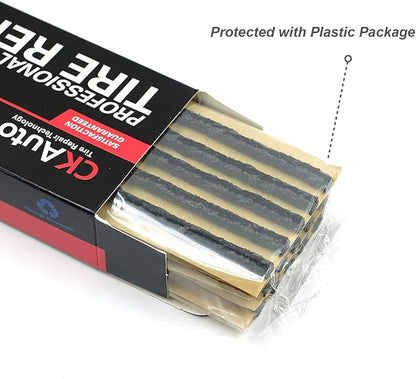 CKAuto 60pcs 4" Black Tire Repair Strings, Automotive Tool Tire Repair Plugs for Tubeless Off-Road Tires Car, Bike, ATV, UTV, Wheelbarrow, Mower