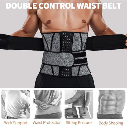 KIWI RATA Mens Workout Waist Trainer Corset Neoprene Sauna Sweat Trimmer Cincher Belt Extra Belly Compression Belts