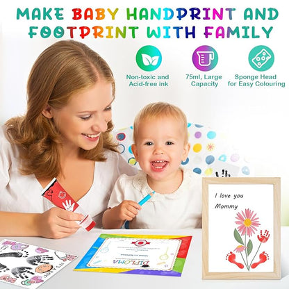Sortnic 75ml Red Baby Hand and Footprint Ink Kit, Baby Handprint Footprint Paint for Newborn Keepsake, Dog Cat Paw Print Kit, Washable, Non Toxic Acid-Free, Safe Gentle for Ideal New Mom Gifts