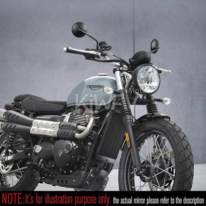 KiWAV Eclipse Mirrors Black Round Rear View Side Mirrors E-mark compatible for Triumph M10 10mm bolt-on