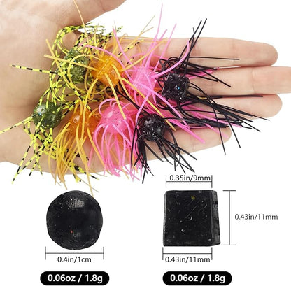 Eupheng Silicone Soft Dice Fishing Lures with Multiple Tentacles, Handmade Slow Sink Bass Fishing Soft Plastic Baits for Drop Shot, Finesse, Wacky Rig