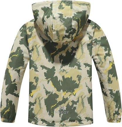 MGEOY Boys Girls Rain Jackets Lightweight Waterproof Hooded Raincoats Windbreakers for Kids 4-14Y