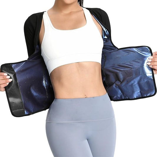 Sauna Suit Waist Trainer for Women Belly Fat,Sauna Shirt Short Sleeves Waist Trimmer Body Shaper Tank Tops